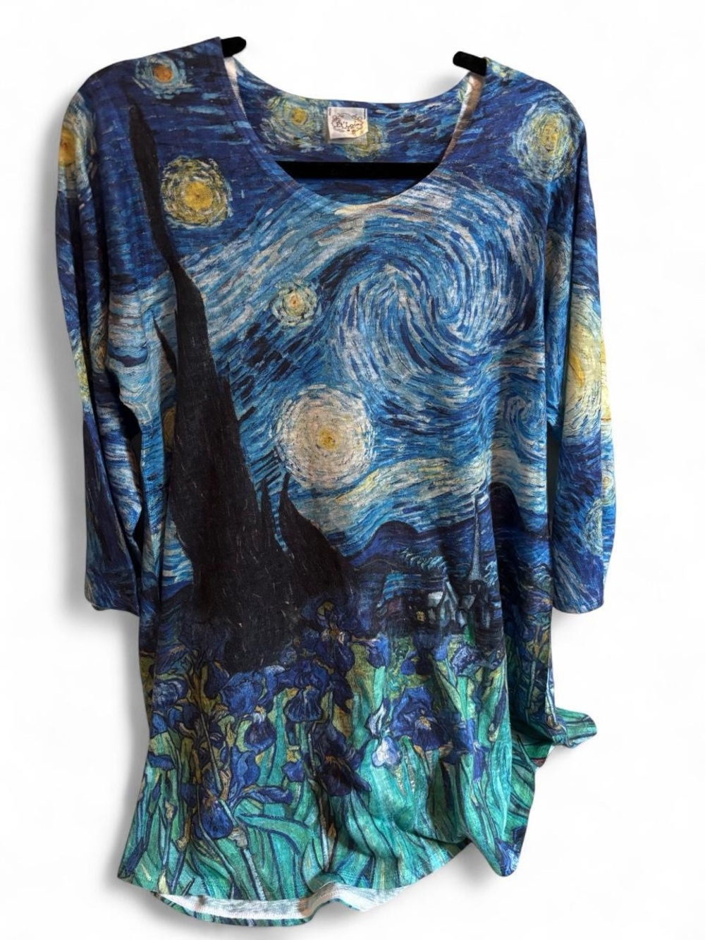 Et’ Lois Starry Night Art Print Tunic Women’s Medium Blue